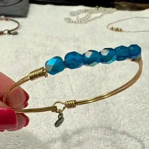 Luca & Danni Blue Beaded Bracelet Bangle Hook Clasp- Slight bend near clasp